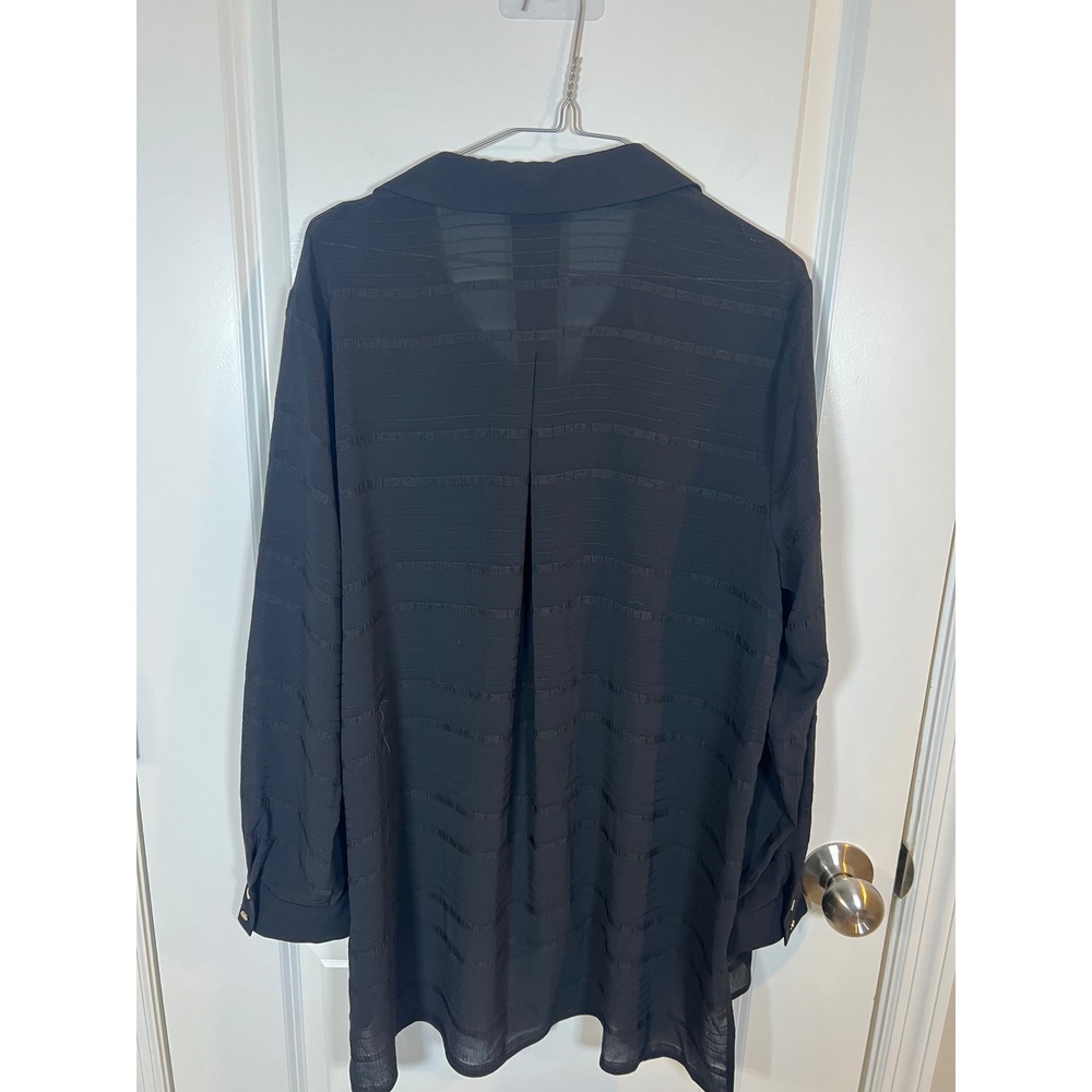 Dana Buchman Womens Button Down Sheer Textured Stripe Tunic Black XL NWT - Picture 4 of 6